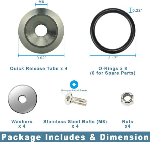 JDM Bumper Quick Release Front Rear Bumper Fasteners, 4 Piece (Gray), 8 x O-Ring...