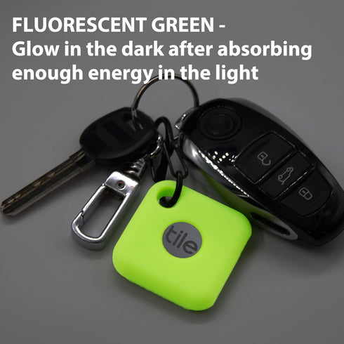 Silicone Case for Tile Pro 2020 & 2018 with Keychains, 2 Pack Anti-scratch Protective Cover with Carabiner (Navy/Fluorescent Green)...