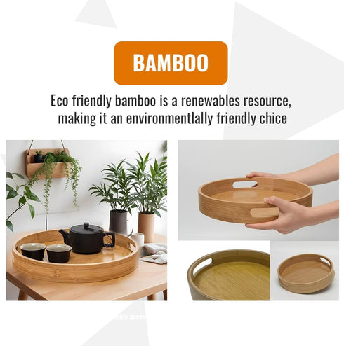 Bamboo Tray Organizer – Spice Rack Organizer Bamboo Tray for Kitchen Pantry Storage Cabinet Dining Table Refrigerator Bathroom Storage (25cm)...
