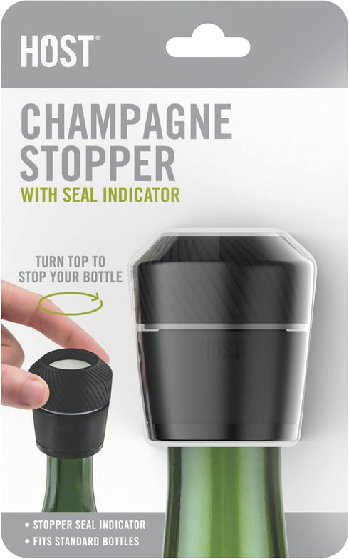 HOST Champagne Sealer Sparkling Wine Saver, Prosecco Stopper to Recork Champagne, Champagne Bottle Corker with Seal Indicator Set of 1...