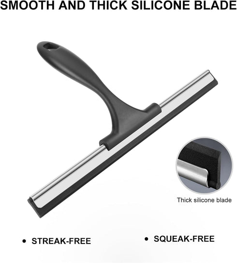 SetSail Shower Squeegee for Glass Doors Stainless Steel Squeegee for Shower Glass All-Purpose Window Squeegee for Tile Shower Walls, Bathroom, Sin...