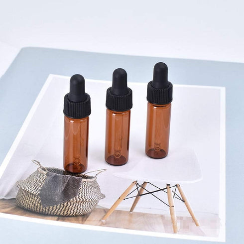 15Pcs Amber Dropper Bottles 4ml Mini Empty Perfume Glass Sample Vials Essential Oil Dropping Bottles Cosmetic Lotion Containers with Glass Dropper...