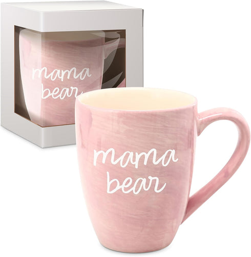 Pavilion Large Ceramic Coffee Mug with "Mama Bear" Text Design, Microwave & Dishwasher Compatible, Tall Coffee or Tea Cups for Moms with Handle, I...