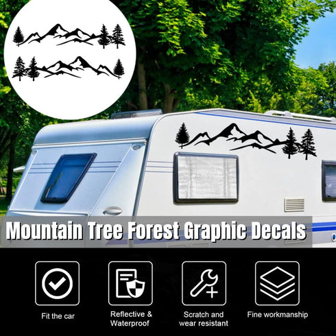 sundan 2PCS Car Side Body Stickers Mountain Tree Forest Graphic Decals DIY Vinyl Sticker Decals for Car Truck SUV RV Camper Trailer, 77.95''x15.74...