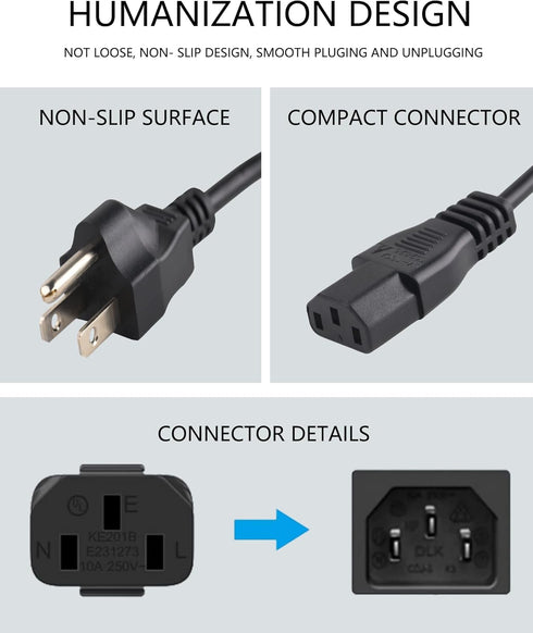 Fast Charging Cable Compatible with Bluetti EB3A, Jackery Explorer 2000, Ecoflow Delta, Portable Power Station Power Cord Universal AC Cable......