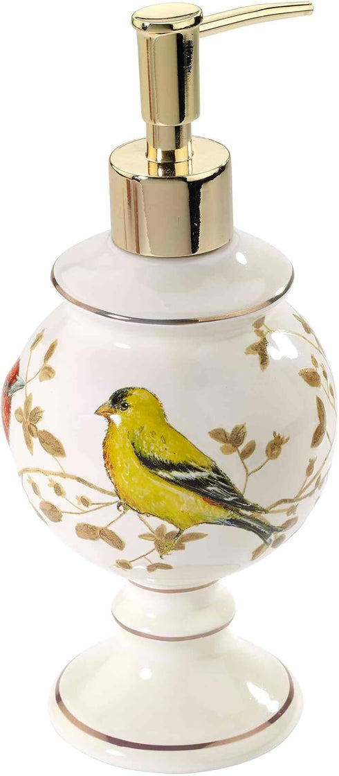 Avanti Linens - Lotion Pump/Soap Dispenser, Countertop Accessories, Nature Inspired Bathroom Decor (Gilded Birds Collection)...