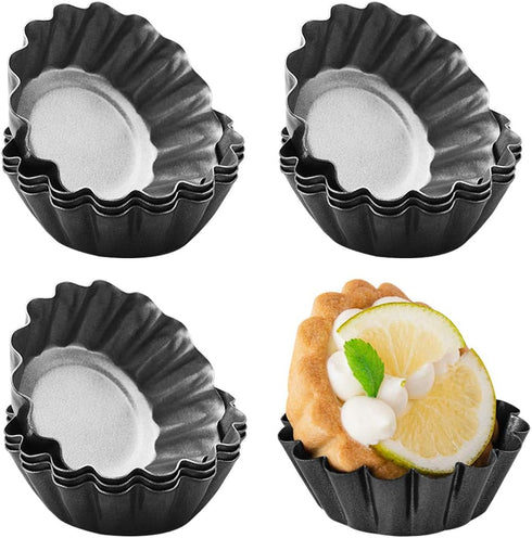 DaKuan 12 Packs Egg Tart Mold, Cupcake Cake Muffin Mold Mini Pie Pans Tin Pan Baking Tool, Carbon Steel- 2.6 Inch...