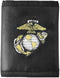 U.S. Marine Corps Logo Direct Embroidered on Ultra Leather Fabric Tri Fold Wallet...