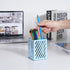 Pen Holder for Desk, Metal Pencil Organizer Pencil Cup Pencil Holder, Square Cute Pen Stand Holder Desk Organizer for Office Supplies, Blue...