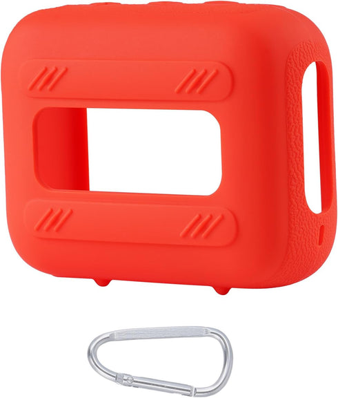 for JBL Go 4 Waterproof Bluetooth Speaker Silicone Cover Case, Portable Silicone Travel Case with Carabiner, Protective Skin Case (Red Case) - co2...