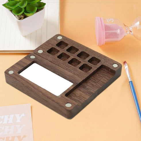 Wooden Handmade Watercolor Paint Box, Portable Sketchbook Palette Colour Mixing Palette Box,Travel Paint Tray Box, Water Color, Gouache, Acrylic P...