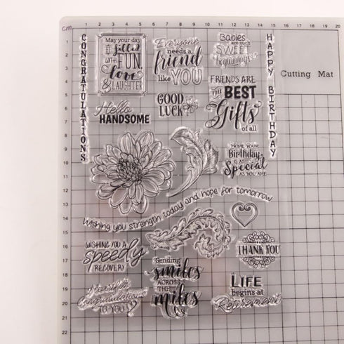 Label Words Clear Stamps for Card Making Flowers Transparent Silicone Stamp DIY Scrapbooking Supplies Embossing Paper Card Album...