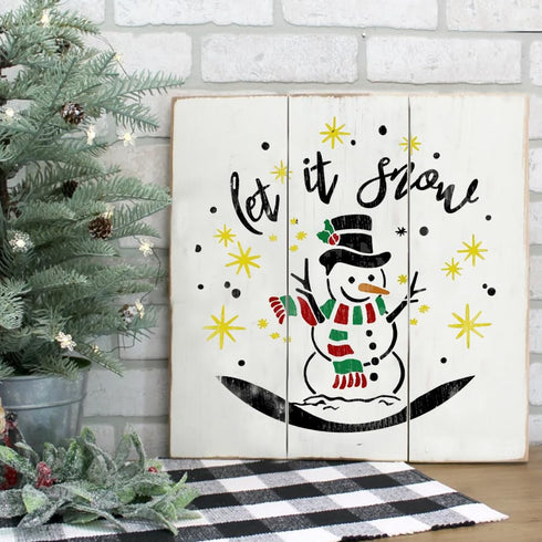 Christmas Stencils for Painting on Wood 12 Inch & 6 Inch - Large Round Holiday Stencils for Crafts Reusable for Signs, Canvas, Fabric & More – Gri...