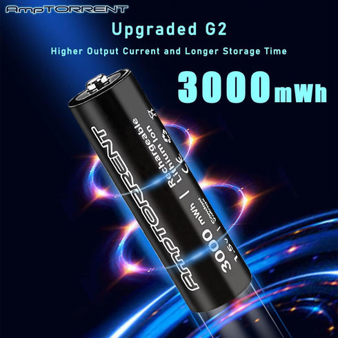 AA Rechargeable Lithium Batteries, 3000mWh AA Lithium Battery, AA Rechargeable Batteries 2 Hour Fast Charging, 1.5V Constant Output, Leakproof Des...