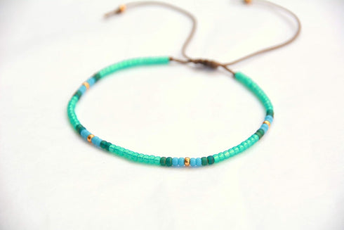 Anklet for Women, Unique Beaded Anklet, Native American Style, Green Turquoise Colorful Boho Hippie Beach Waterproof Anklet, Handmade by Tribes...
