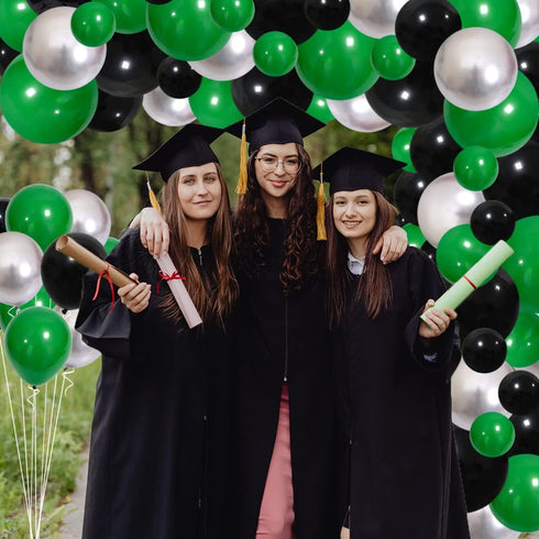 Green Black Silver Balloon Garland Arch Kit, Green Black Balloons Metallic Silver Balloons Video Game Birthday Decorations for Football Video Game...