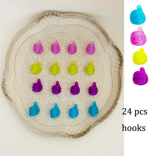 LBKKC 24 pcs Self Adhesive Thumb Hooks, Silicone Wall Decoration Hook with night light, Multifunctional Key Hook Home Office Thumbs Up Cord Holder...
