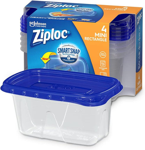Ziploc Container, Medium Rectangle, 1.5 Cups, 4 Count (Pack of 1)...