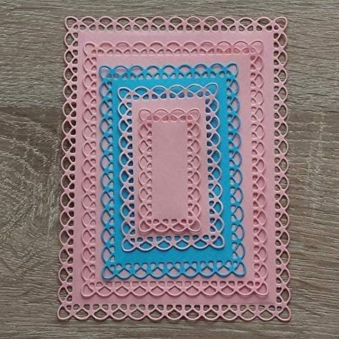 Nested Stitched Scallop Rectangle Frame Cutting Dies, Metal Cutting Dies Stencils DIY Etched Dies Craft Paper Card Making Scrapbooking Embossing 1...