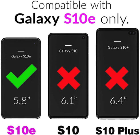 NKECXKJ Design for Samsung Galaxy S10E Case with Tempered Glass Screen Protector Credit Card Holder Slot, PU Leather Wallet Phone Cases Stand Kick...