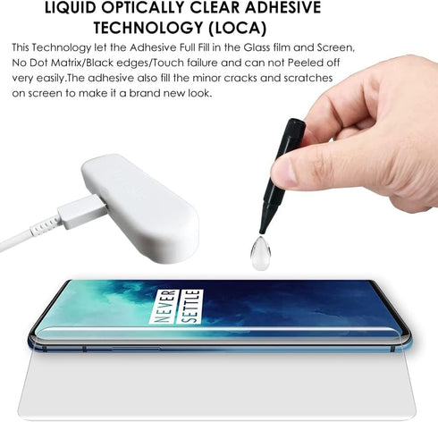 [3 Pack OnePlus 7 / 7T Screen Protector, Tempered Glass UV Set, Full Transparency, Scratch Repair, Sensitive Touch,Fingerprint-ID Compatible...