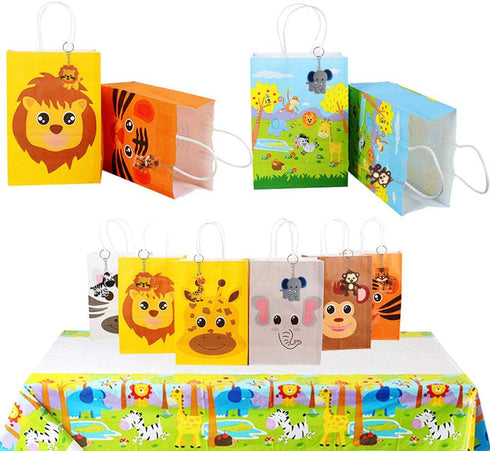 iMagitek 24 Pack Jungle Safari Animal Keychains, Kids Party Bag Fillers, School Carnival Rewards, Jungle Safari Baby Shower Party Favors...