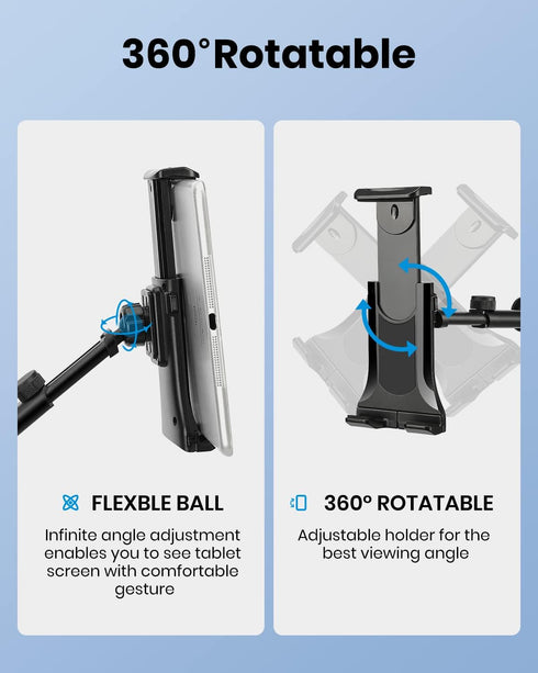 Moukey Tablet Holder for Mic Stand, Adjustable Microphone Music Stand Phone Holder Mount, Compatible with iPad, iPhone, Android, All 4.7 to 11-inc...