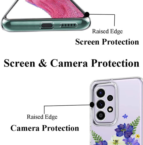 Unov Case Compatible with Galaxy A53 5G Clear with Design Soft TPU Shock Absorption Slim Embossed Pattern Protective Back Cover Case (Very Peri Bo...