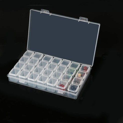 KINJOEK 8 Pack 28 Grids Diamond Paint Storage Boxes, 224 Slots Plastic Bead Organizer Containers with Labels, Movable Dividers Diamond Craft Paint...