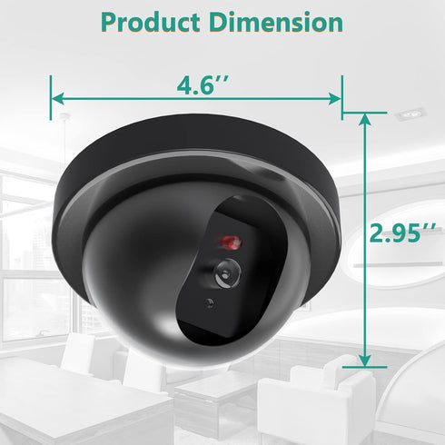 WALI Dummy Fake Security CCTV Dome Camera with Flashing Red LED Light with Security Alert Sticker Decals (SD-1), Black...