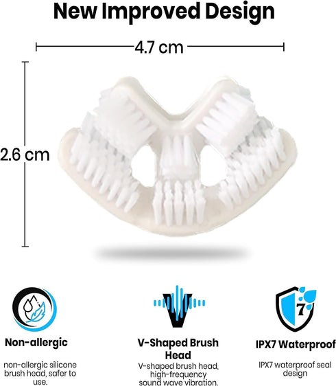 V-White V-Shaped Replacement Head for Ultrasonic Toothbrush, 75% Faster, Effective Whole Mouth Deep Clean & Massage, Compatible with All Kind of V...