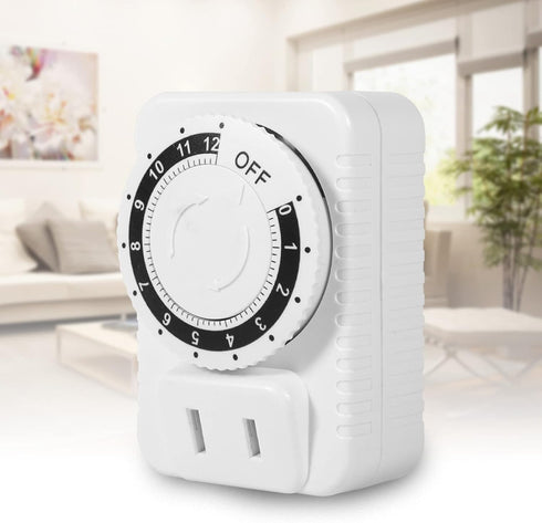Indoor Mechanical Outlet Timer, 12 Hour Electrical Accurate Countdown Plug in Timing Switch 2 Prong Heavy Duty Grounded Outlet for Energy Saving H...