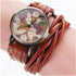 Women Watches Soft Leather Wrap Arond Watch Traval Word Map Watch Men Watch Brown/Black (15.95" Length)...