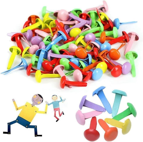100 Pcs Copper Multicolor Mini Brad Fasteners Round Paper Fasteners Brads for Paper Craft DIY Stamping Scrapbooking...