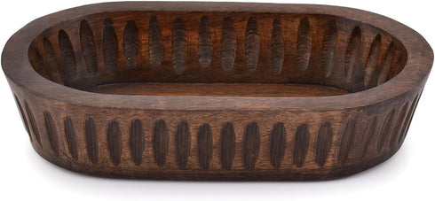 Mango Wood Decorative Bowls for Home Décor, Decorative Long Wooden Bowl for Table Centerpiece (10" x 6" x 2")...