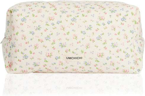Umchichi' floral large cosmetic bag for Women, Travel Toiletry Bag, Large storage Bag, Travel Makeup Bag, Large Cotton Cosmetic makeup bag, Large ...