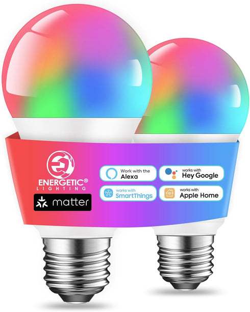 Energetic Matter WiFi Smart Light Bulb, A19 RGB LED Color Changing Bulb, 2700K-6500K Dimmable, Work with Amazon Alexa, Google Home, Apple Home, Sm...