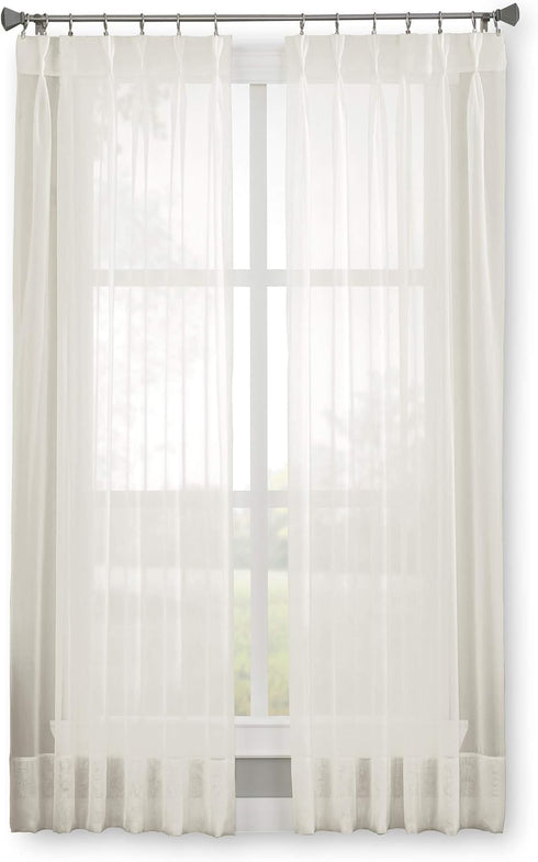 Curtainworks Soho Voile Sheer Pinch Pleat Curtain Panel, 29 by 144", Oyster...