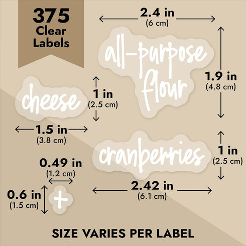 Talented Kitchen Pantry Labels for Containers (375 Pack) - White Script Pantry Stickers for Organizing Food Containers, Jars, Storage, and Bins (W...