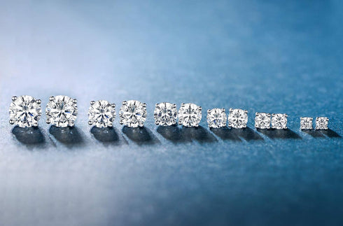 18K White Gold Plated 4 Pong Round Clear Cubic Zirconia Stud Earring Pack of 6 Pairs (6 Pairs)...