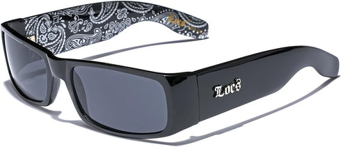 Locs Original Gangsta Shades Men's Hardcore Dark Lens Sunglasses with Bandana Print - Black...