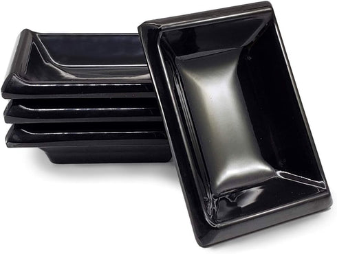 Happy Sales, Melamine Sauce Dipping Bowls, Sauce Dishes, Set of 4 pc Tetragon (Black)...