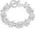 Fashion Sterling Silver Ball Bead Chain Bracelet -Handmade Link Chain Bracelet For Women Mom Wife Valentine Mothers day Gift, Toggle Button 8"...