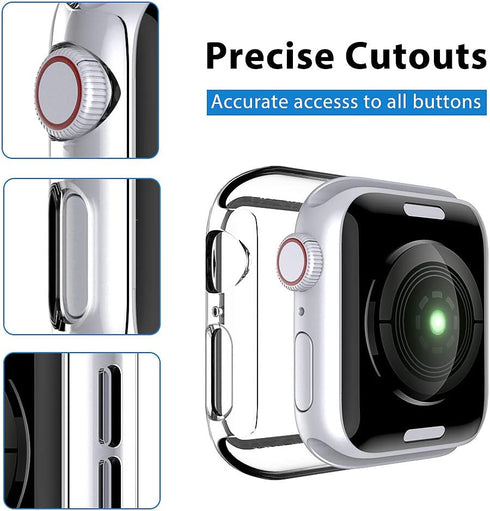 2 Pack L?K Case for Apple Watch 44mm SE/Series 6/5/4 Built-in Tempered Glass Screen Protector,All-Around Ultra Thin Bumper Full Cover Hard PC Prot...