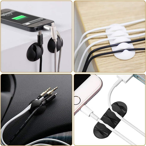 24 Pieces Adhesive Cable Clips Viaky Wire Management Desk Cable Organizer Cord Clips Cable Holder Clamps - Home, Office, Cubicle, Car, Nightstand,...