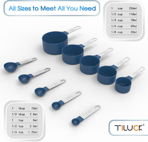 TILUCK Measuring Cups & Spoons Set, Stackable Cups and Spoons, Nesting Measure Cups with Stainless Steel Handle, Kitchen Gadgets for Cooking & Bak...