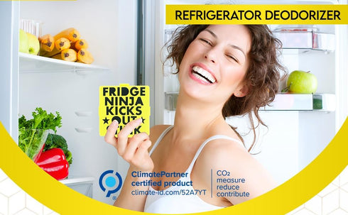Fridge Ninja Compact Fridge Deodorizer (2 Pack) - More Effective Than Baking Soda - Compact Size Refrigerator Deodorizer Made of Activated Carbon...