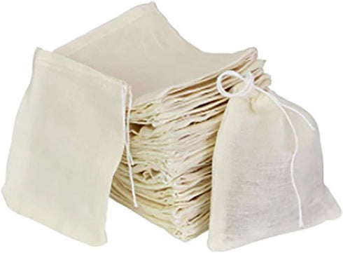 30 Pcs 4 x 3 Inches Natural Unbleached Cotton Drawstring Bags Spice/Herbs/Tea Bags,Muslin Bags Sachet Bag for Home Supplies...
