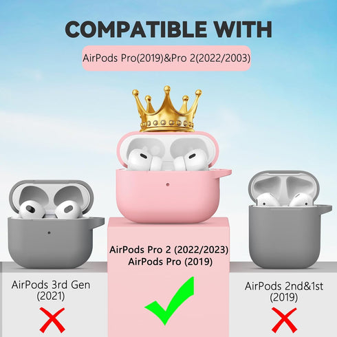 AirPods Pro 2nd/1st Gen Case Cover (2023/2022/2019) with Cleaner Kit,Soft Silicone Protective Cover for Apple AirPod Pro 2 Generation Charging Cas...