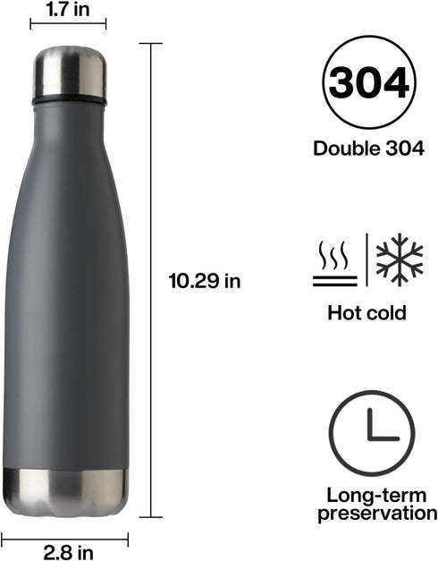 MEWAY 17oz Sport Water Bottle Vacuum Insulated Stainless Steel Leak-Proof Double Wall Cola Shape Water Bottle,Keep Drinks Hot & Cold(Cold Gray,1 P...